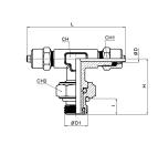 SWIVEL TEE CENTRAL MALE CYL.WITH O-RING