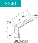 ELBOW HOSE CONNECTOR 120° MALE RADIUS 
