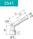 ELBOW HOSE CONNECTOR 120° FEMALE RADIUS