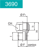 REDUCING NIPPLE MALE CONICAL-FEMALE -3690-
