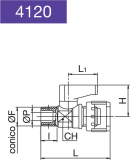 MINI BALL VALVE MALE CONICAL BAYONET+MILLED NUT