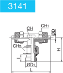 SWIVEL TEE CENTRAL MALE CYLINDRICAL O-RING VITON